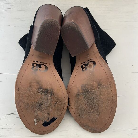 Gianni Bini Maxed Out Perforated Sling Back Open Toe Booties Black Size 9.5 - Picture 7 of 8